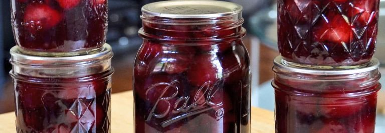 Ciliegie sotto spirito conservate in vasi di vetro