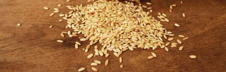 Riso di Sardegna integrale crudo su tavolo di legno