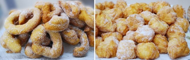 Zeppole sarde piccole alla crema e lunghe tipo frittura araba